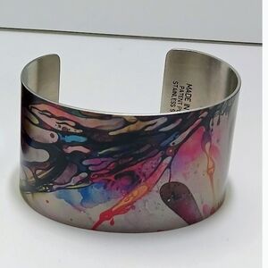 Tattooed Steel Cuff Bracelet "Bee" by Shadow Chen Fits  7 Inch Or Less **Rare